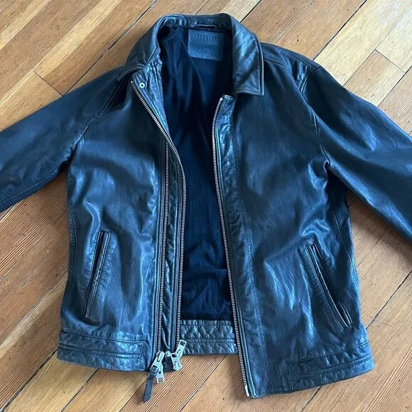 All Saints Varley Leather Jacket - Men's Size L - Dark Brown - Picture 6 of 14